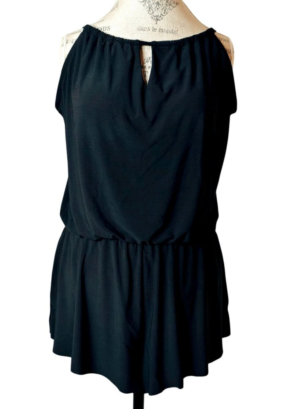 Aqua Green Womens XL Swimsuit Black Romper Pockets Adjustable Straps Swimwear - Picture 3 of 9